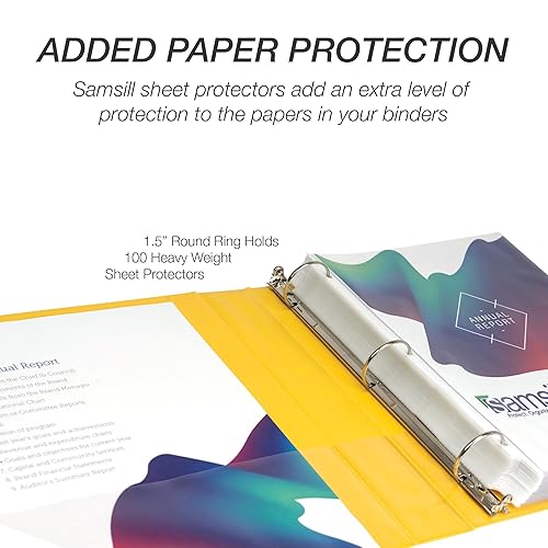 Vista 256 de Samsill (MP128567) - Carpeta de 3 anillos redondos de 2 pulgadas, fabricada en los EE. UU., con cubierta transparente personalizable para insertos