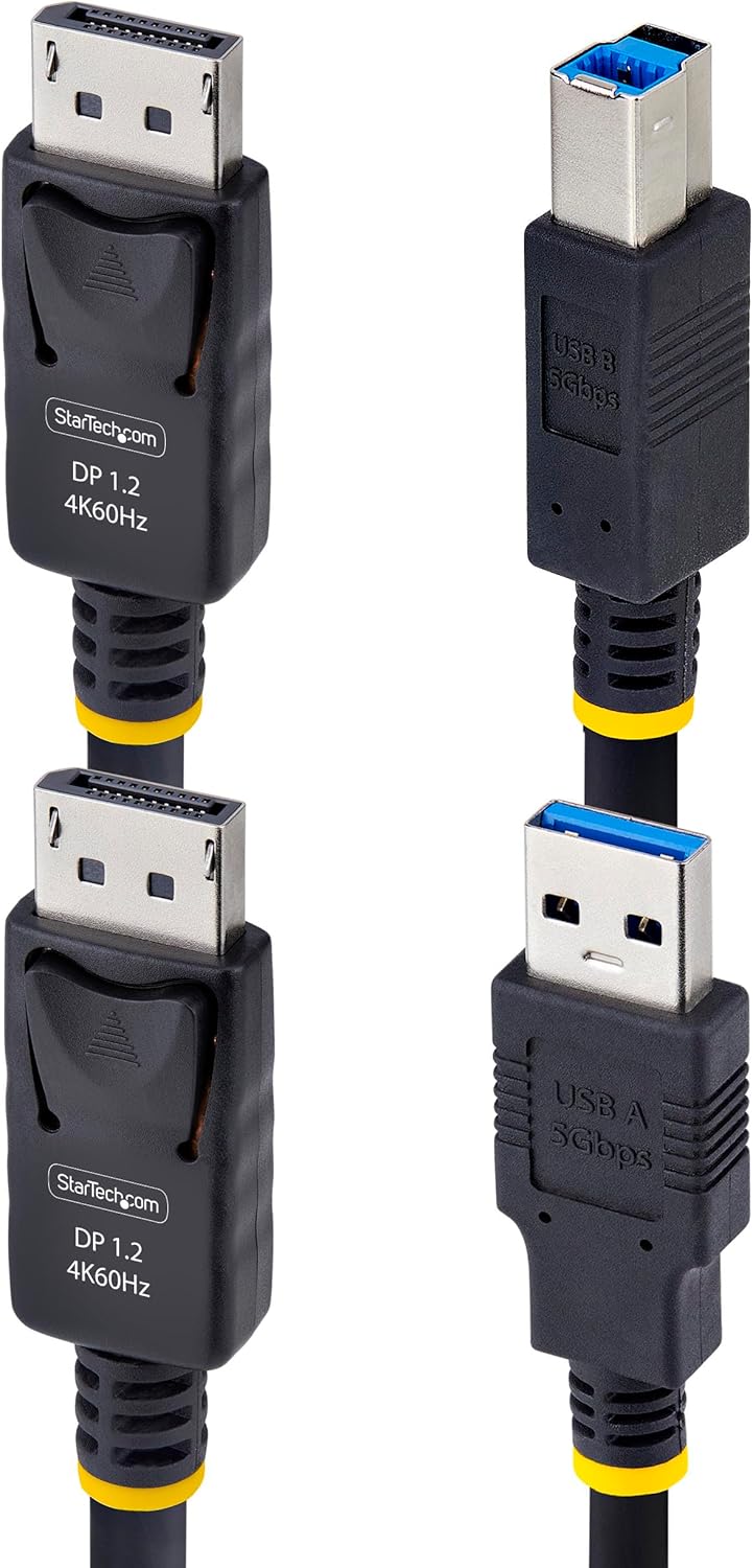 StarTech.com 10ft (3m) DisplayPort and USB 5Gbps KVM Cable, 4K 60Hz, Universal Compatible DP/USB Combo Cable for KVM Switches