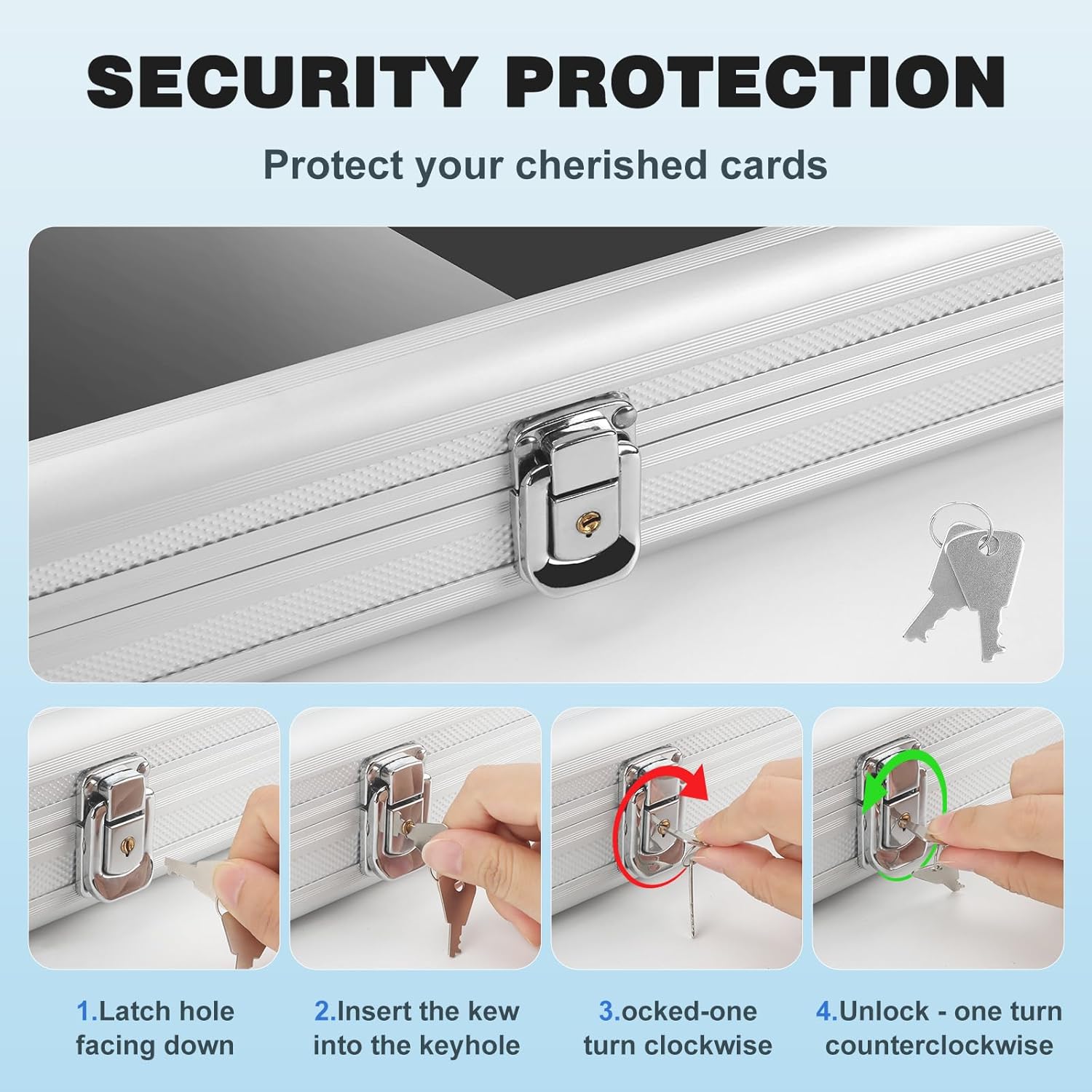 Large Aluminum Card Display Case - Portable Trading Graded Sports Card Show case with Lock, Trade Show Display for TCG/Jewelry Collection, 34"x22"