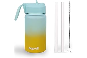 12 oz Kids Water Bottle, Straw Lid, Stainless Steel Insulated School Water Bottle