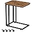 VASAGLE End Table, Side Table, TV Tray, C Shaped Snack Table with Metal Frame, Rolling Casters, Industrial, for Living Room,