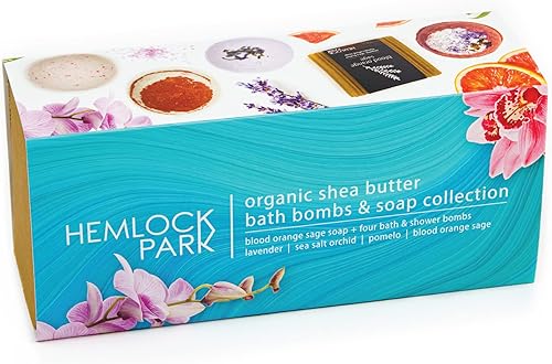Miniatura 3 de Colección de bombas de baño y jabón de manteca de karité orgánica (surtido de salvia naranja sangre, juego de 4 bombas de baño y 1 jabón)