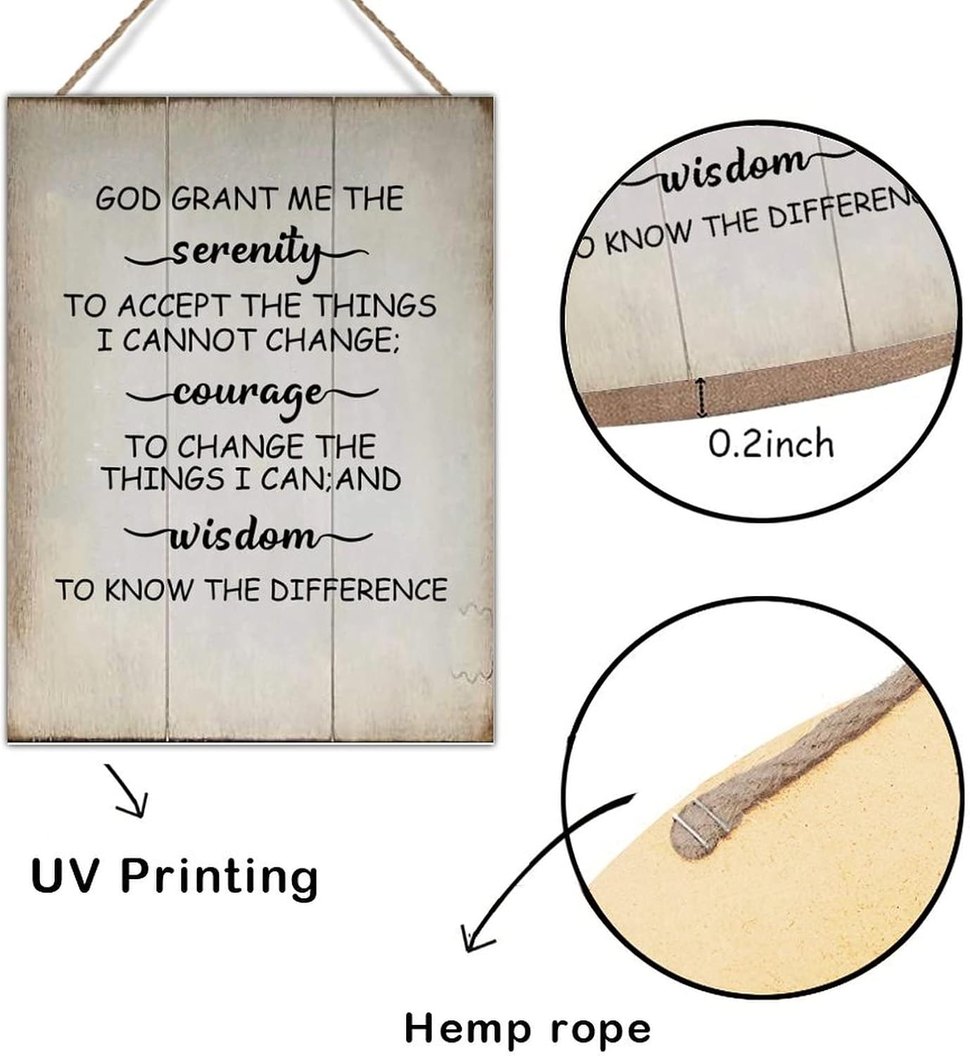 Wooden Sign Plaque God Grant Me The Serenity to Accept The Things Sign Religious Jesus Motivational Quote Wall Hanging Signs Rustic Wood Sign for Living Room Bedroom 18x24in