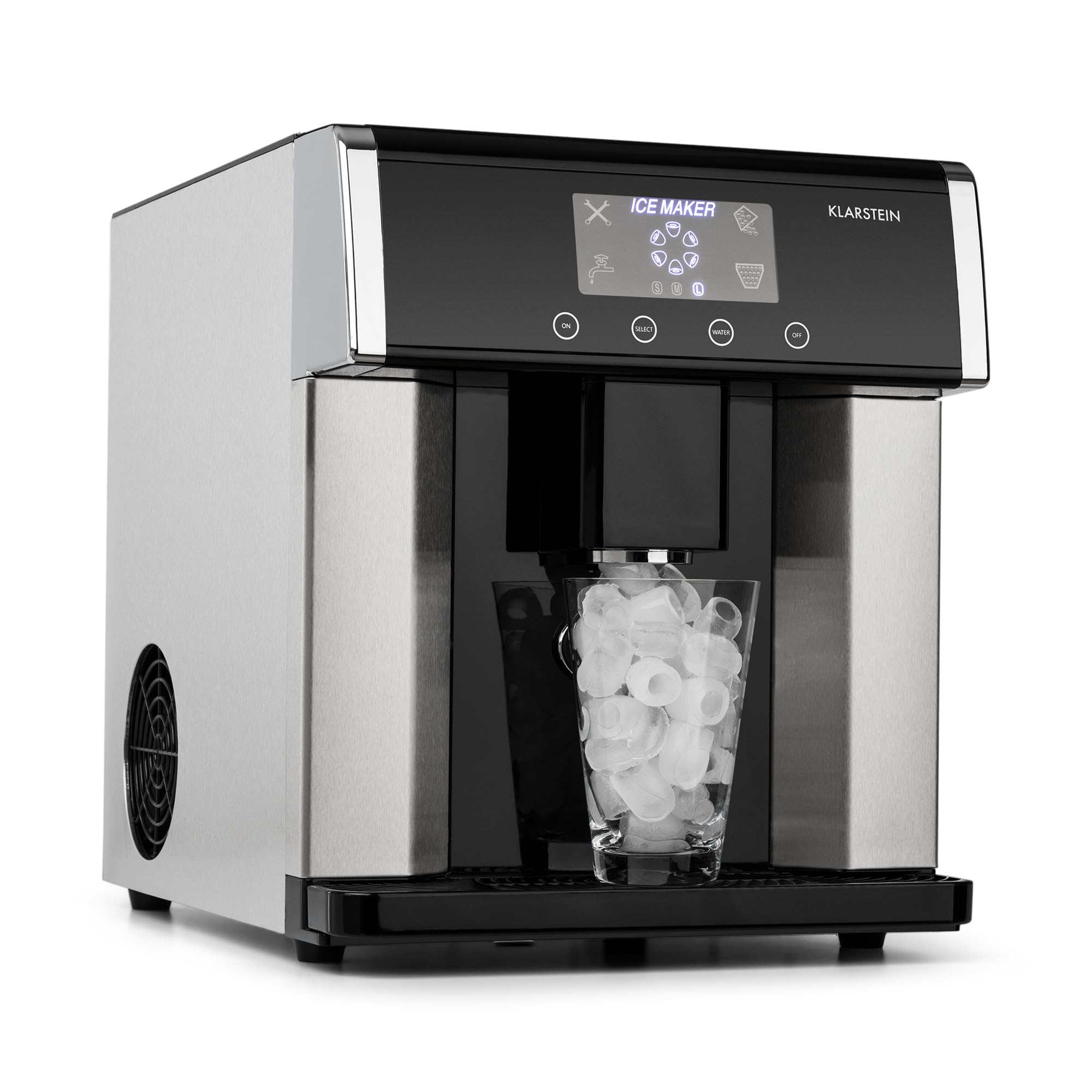 Klarstein Eiswürfelmaschine Klein, 3L Eiswürfelbereiter, Eiswürfelmaschine mit 3 Eiswürfel Größen, Schnelle Leichte Reinigung, Eiswürfelbereiter für 12kg Eis in 24h