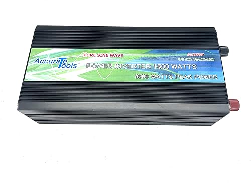 Miniatura 2 de Inversor de corriente de onda sinusoidal pura de 1500 W con medidor LED, enchufes de CA duales, cables de batería de alta resistencia, ideal para