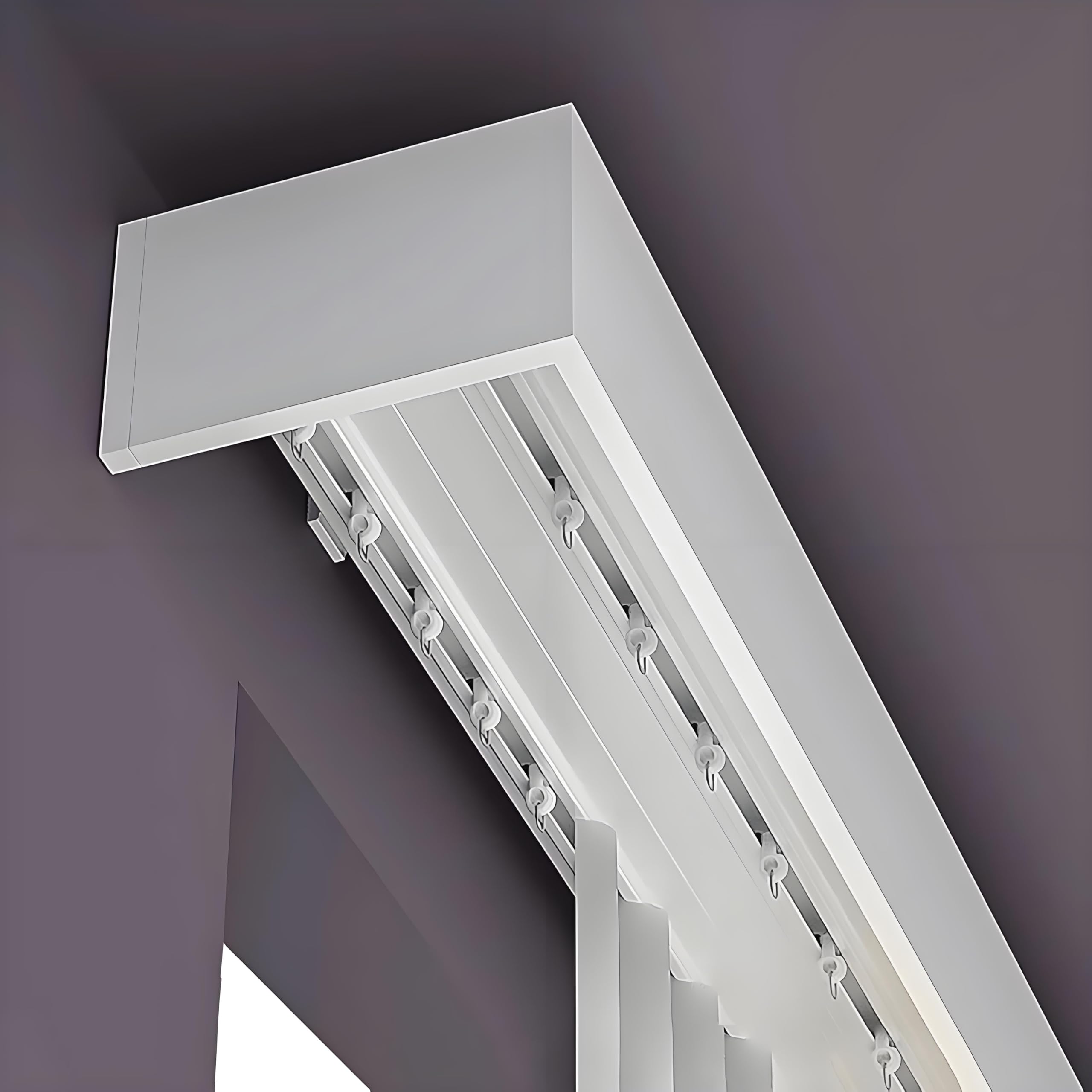 Dlldqbd Colour Wall Mount Double Tracks And Curtain Pelmet,Three-In-One Room Dividers Set For Windows, Curtain Boxes Valance Rod(Size:5.6ft/170Cm)