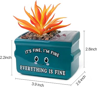 Emotional Support Dumpster Fire Desk Decor Figurine | Ceramic Figurine Home Decor, Motivational Positive Thinking Office Desk Accessories, Funny Gifts for Women, Men, Coworkers