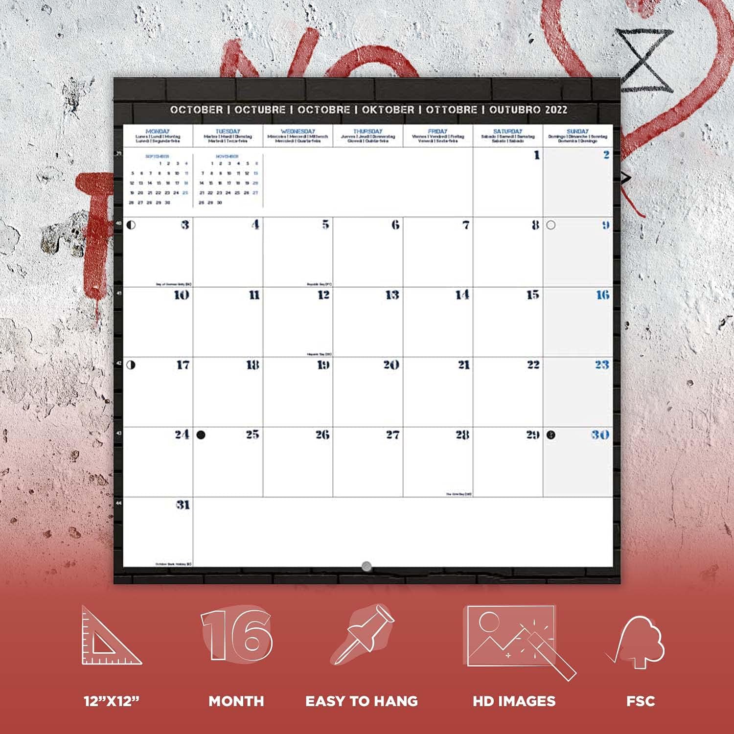 Grupo Erik: Official Brandalised 2022 Wall Calendar, 12' x 12' Square Family Calendar, Banksy, Street Art Calendar - Image 4