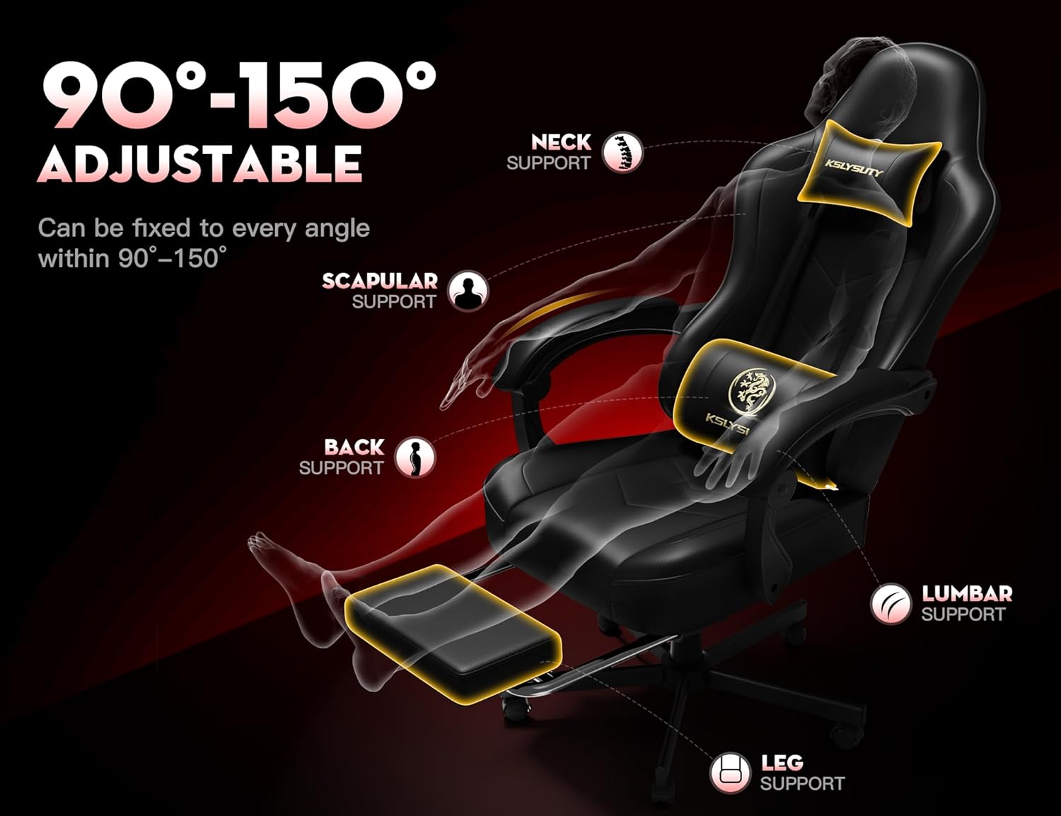 71s3rfLBkuL._AC_SL1500_ Gaming Chair for Adults with Footrest and Lumbar Support, Height Adjustable Game Chair with 360°-Swivel Seat and Headrest and for Office or Gaming (Black)