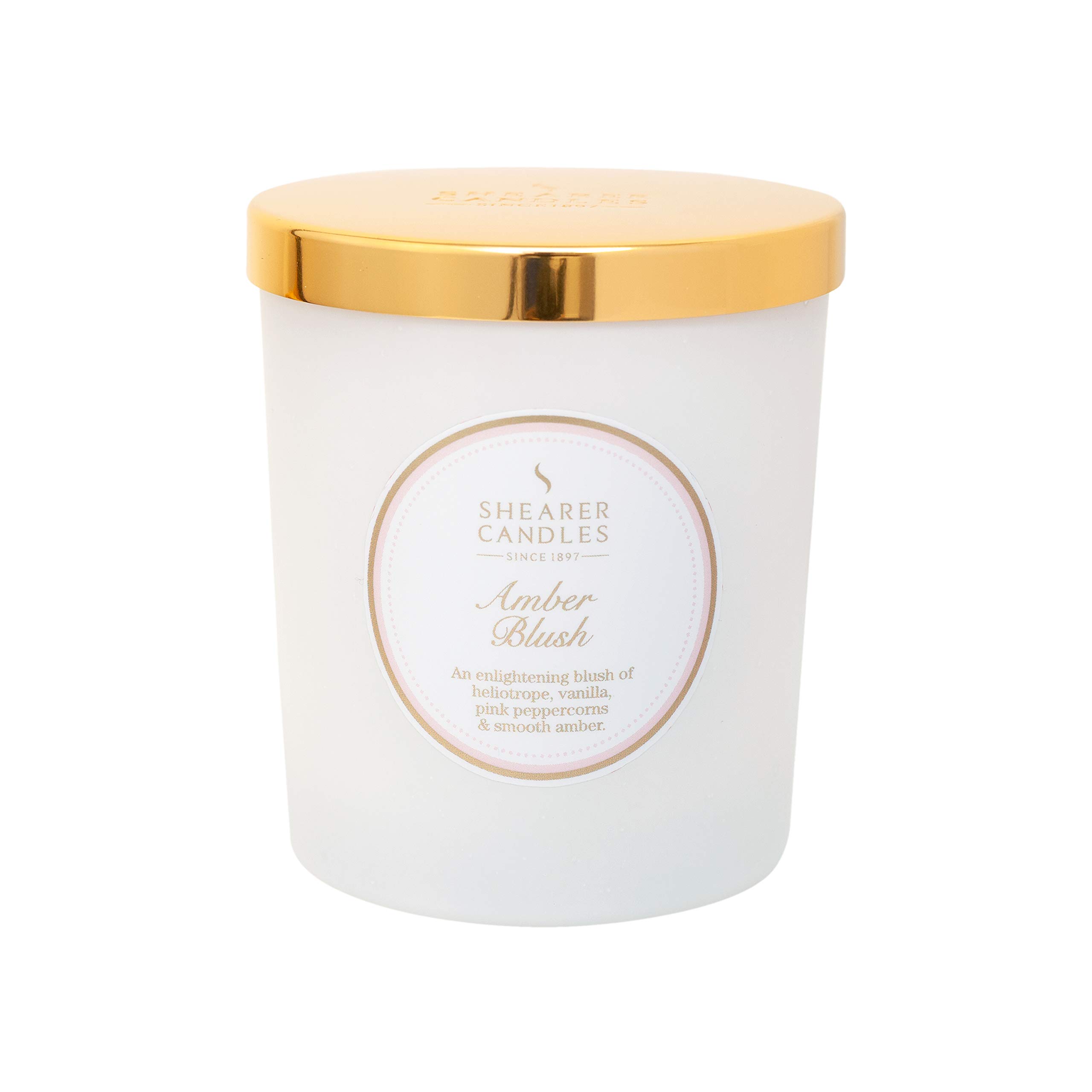 Shearer White, Pink, Gold Candles Amber Blush Scented White Jar Candle With Silver Lid (Packaging May Vary)