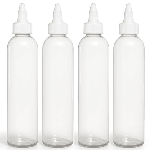 Miniatura 9 de BRIGHTFROM Botellas aplicadoras con tapa giratoria, plástico transparente de 8 onzas sin BPA, vacías, exprimidas, recargables, boquilla