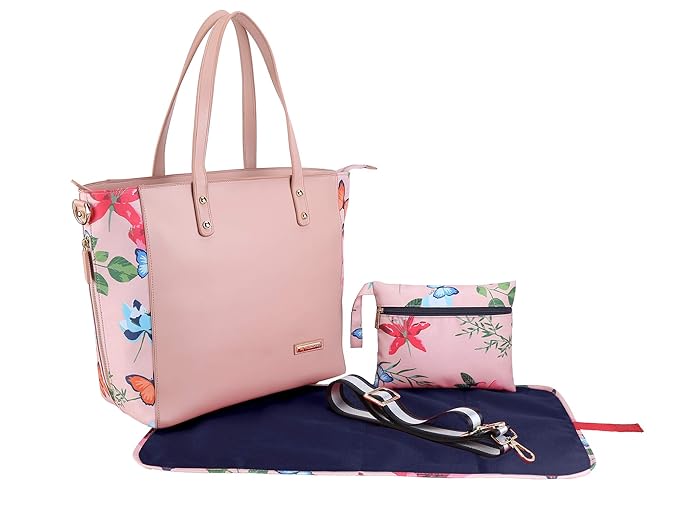 My Milestones High Street Leather Tote Diaper Bag - Peach Spring