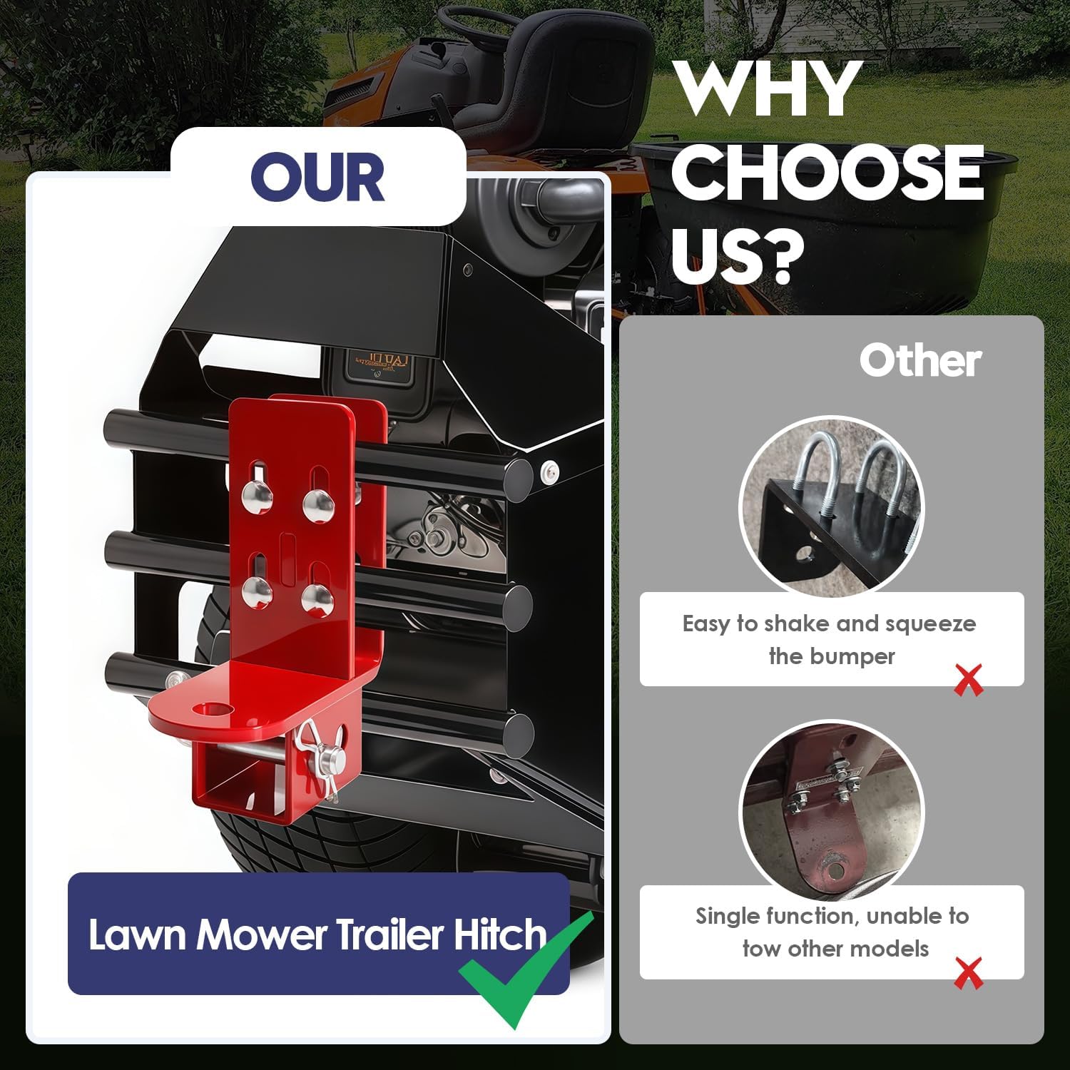 Lawn Mower Trailer Hitch, Zero Turn Lawn Mower Hitch, with 2-Inch Receiver, Fit for Ferris & Simplicity IS5100Z, IS2000Z, IS1500Z, IS500Z, IS600Z, IS700Z