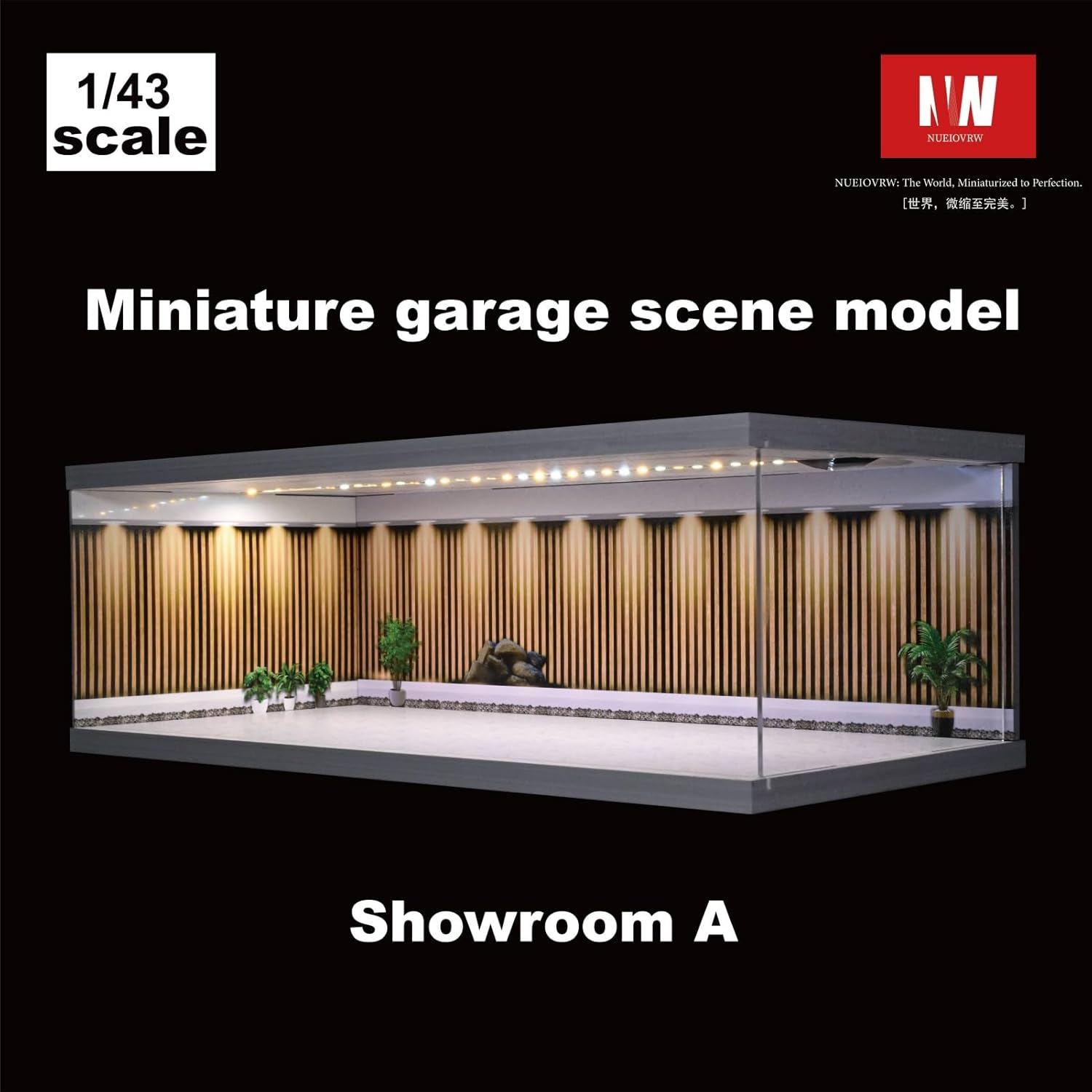 Diorama Display Case Compatible for Hot Wheels Matchbox Mini GT Diecast Cars,Stackable 1/64 1/43 1/18 Car Garage Showroom Parking Lot Scene Display Model with Three-Color Dimmable Light (A, 1/43)