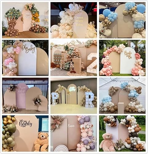 Miniatura 6 de ittsmnt Telón de fondo de arco beige champán, cubierta de pared elástica para decoración de fiesta de animales, boda, banquete, despedida de