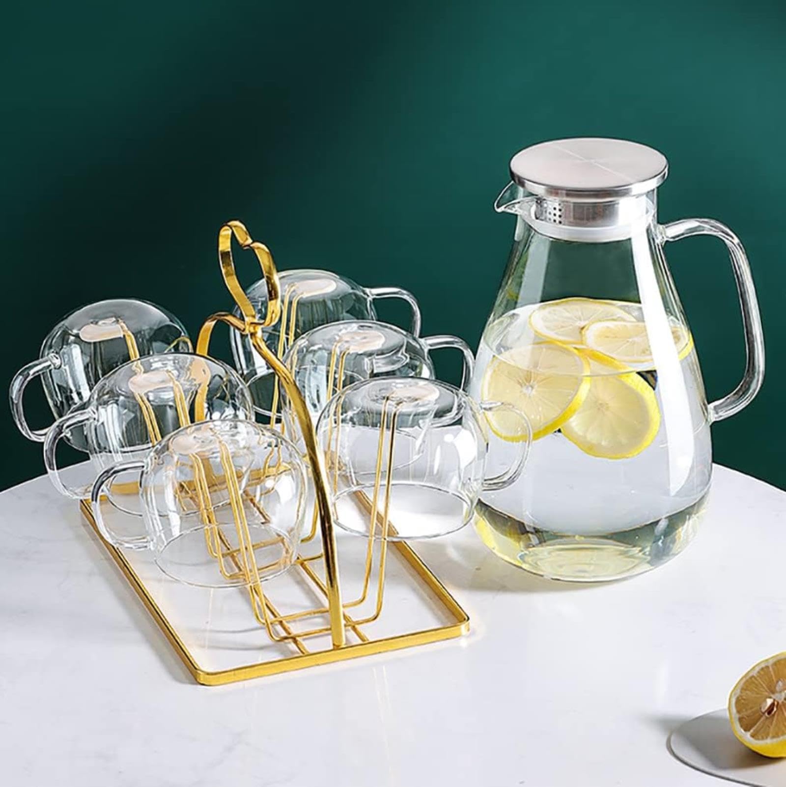 Brocca In Vetro Borosilicato Da 2000 Ml Con Coperchio In Acciaio Inox - Caraffa Antigoccia, Resistente Al Calore, Per Acqua, Succhi, Latte E Bevande Calde/Fredde - 3