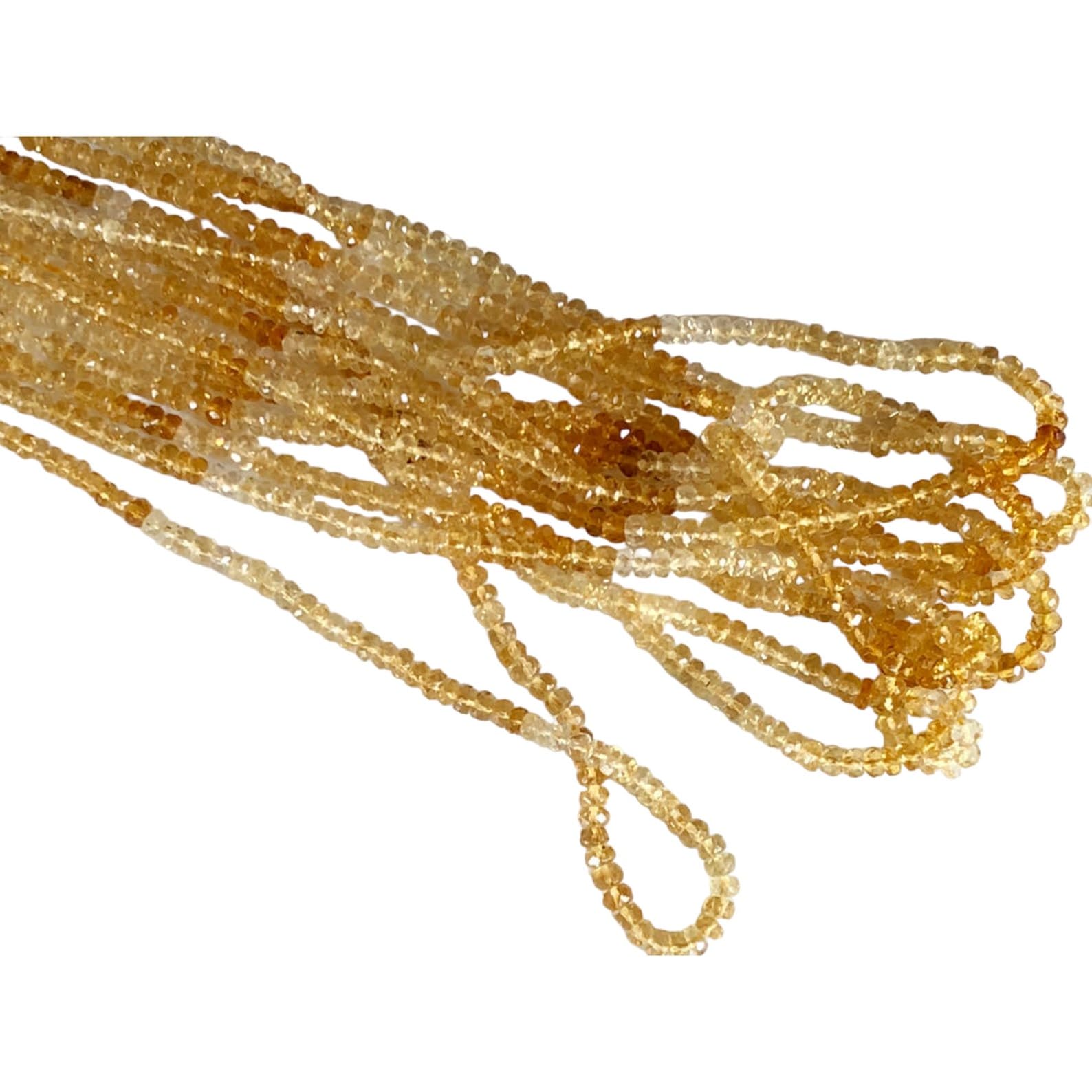 Citrine perles rondelles à facettes 3-4mm pour création de bijoux DIY