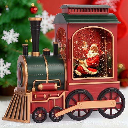 Miniatura 12 de Globo de nieve de Papá Noel de Navidad, linterna de globo de nieve musical de Navidad con luces y temporizador de 6H, batería y alimentación por