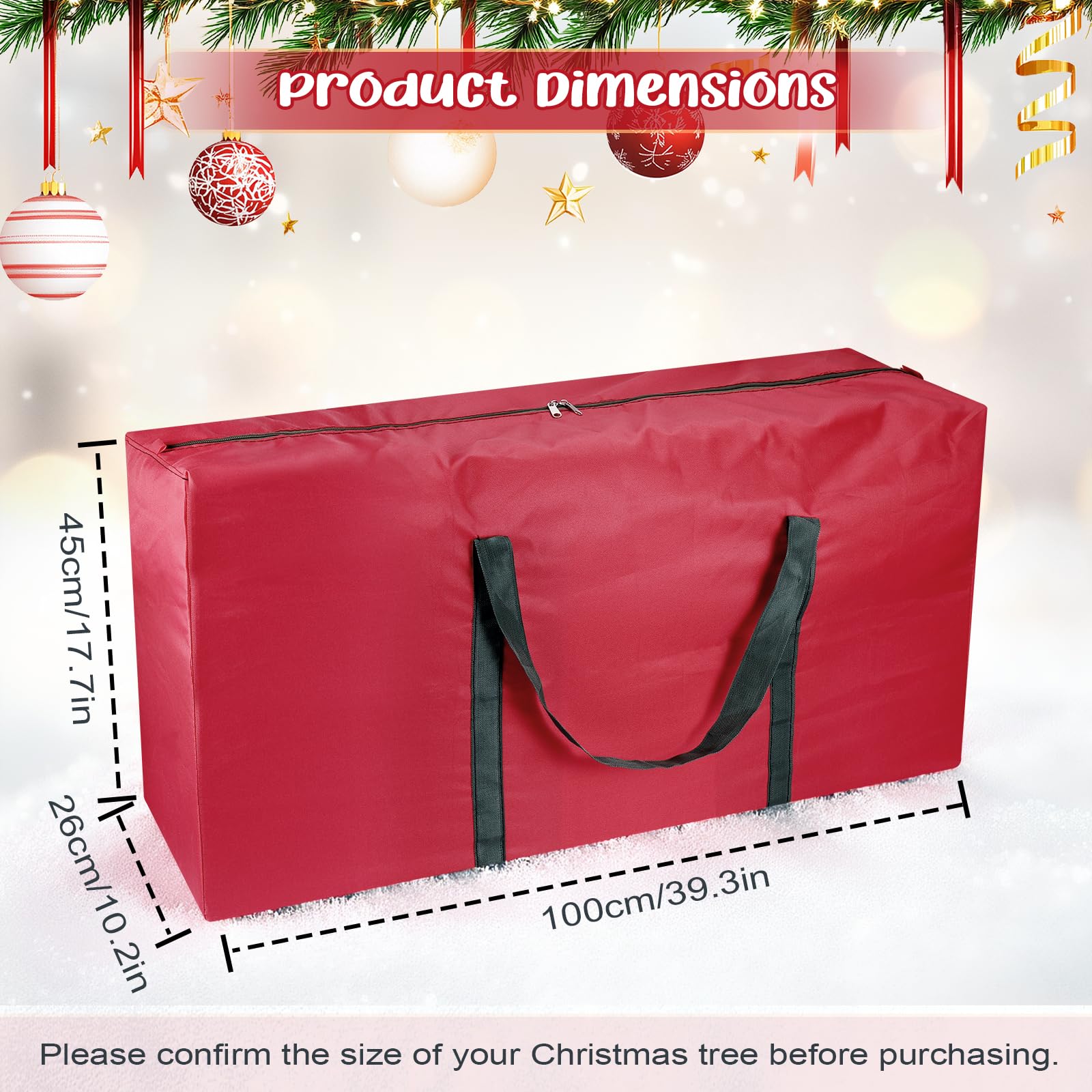 Borsa per albero di Natale - Borse per albero di Natale per famiglie 3.2 piedi - Borsa per albero impermeabile e resistente in tessuto Oxford - con manici rinforzati