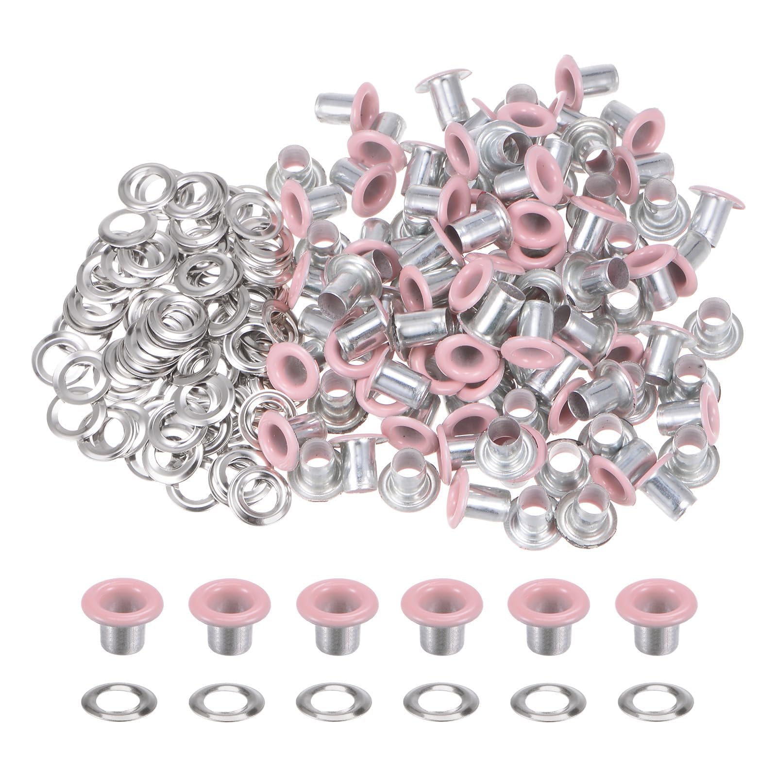 TA-VIGOR 4mm 1/6 Inch Grommets Kit Metal Eyelets with Washers Pink 100pc — image 1