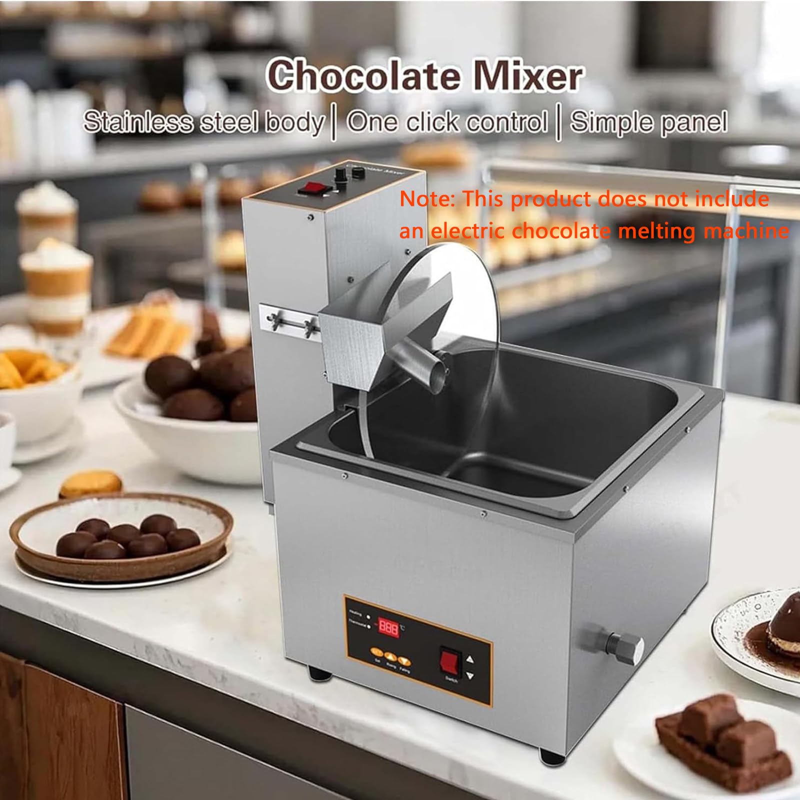 Templadora De Chocolate con Ruedas,Mezcladora Eléctrica para Moldear Y Fundir Coberturas Chocolate,Máquina Eléctrica para Depositar Chocolate,Calentador Alimentos Acero Inoxidable