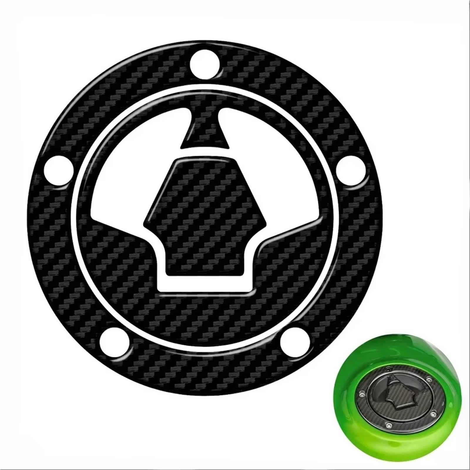Motorrad Tank Pad Motorrad-Tankdeckel-Aufkleber Für Für ER-6N 2009–2015 | Aufkleber-Set Für -Modifikation, Kraftstofftankdeckel, Transparentes Kohlefaser-Erscheinungsbild(Black)