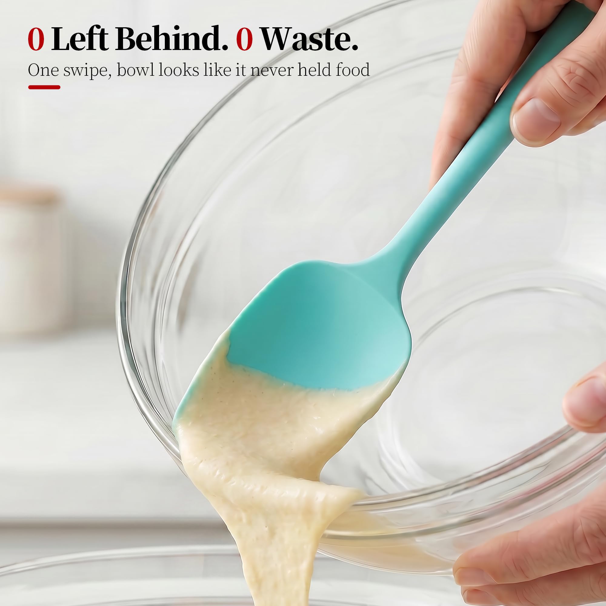 315°C Resistente al Calor 3 Lengua Silicona Cocina, Azul Hielo | Sin Bpa Platino Grado Alimenticio Espatulas Profesional, Flexible Lengua de Gato Para Cocinar Pastelera Reposteria Hornear