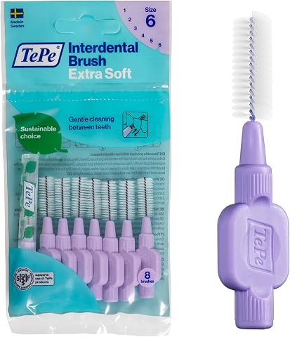 TePe Arayüz Fırçası, Ekstra Yumuşak, Mor, 1.1mm/ISO 6, 8 adet | Plak Temizleme, Diş Aralarında Etkili Temizlik, Hassas Diş Eti ve Dişler İçin, Geniş Aralıklar İçin Fırça