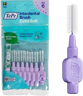 TePe Interdentalbürsten Extra Soft Lila (ISO Größe 6: 1,1 mm) / Für eine besonders sanfte & effiziente Reinigung der Zahnzwischenräume / 1 x 8 Interdentalbürsten