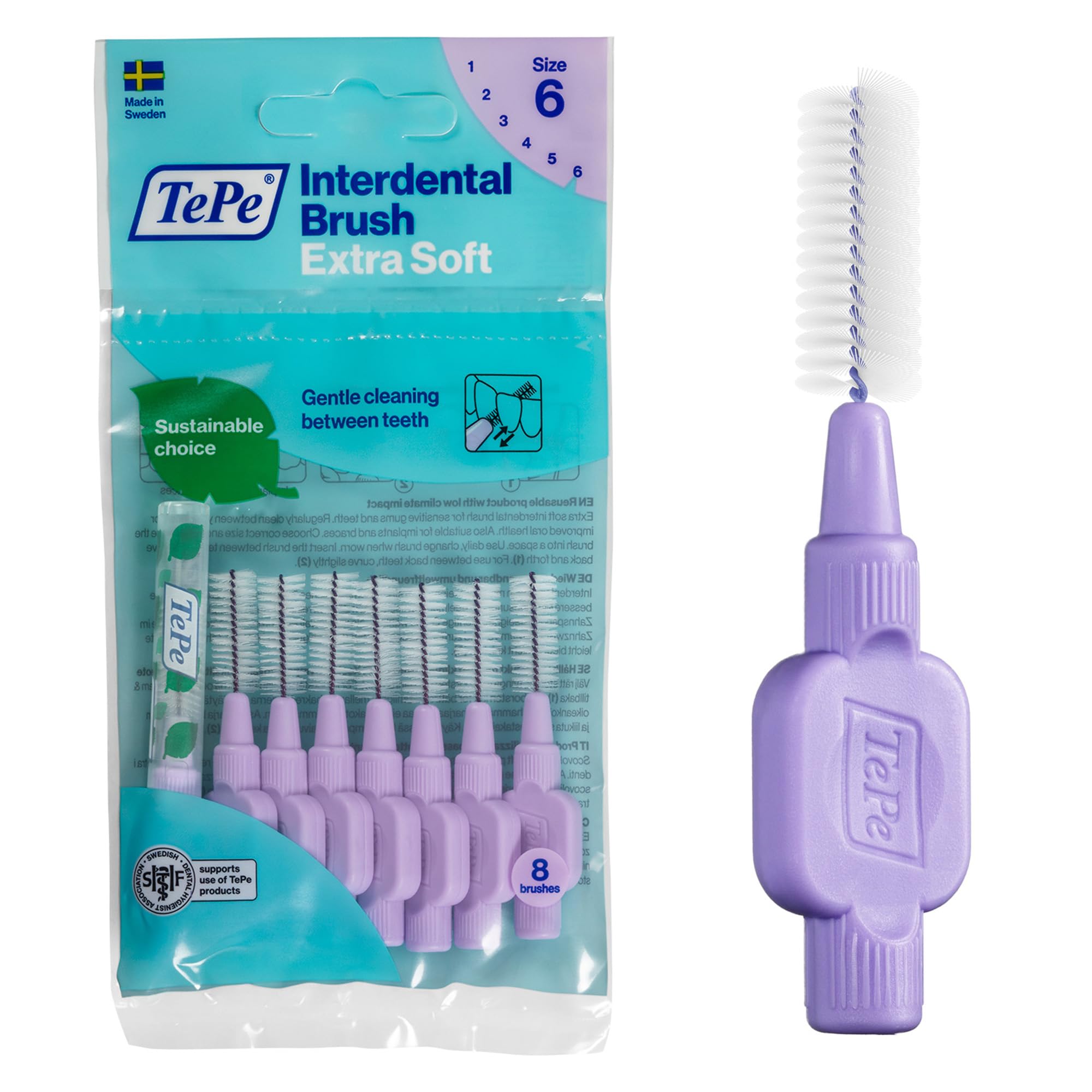 TePe Extra Soft Interdental  Brush Purple 1.1mm -  8 Brushes Pack