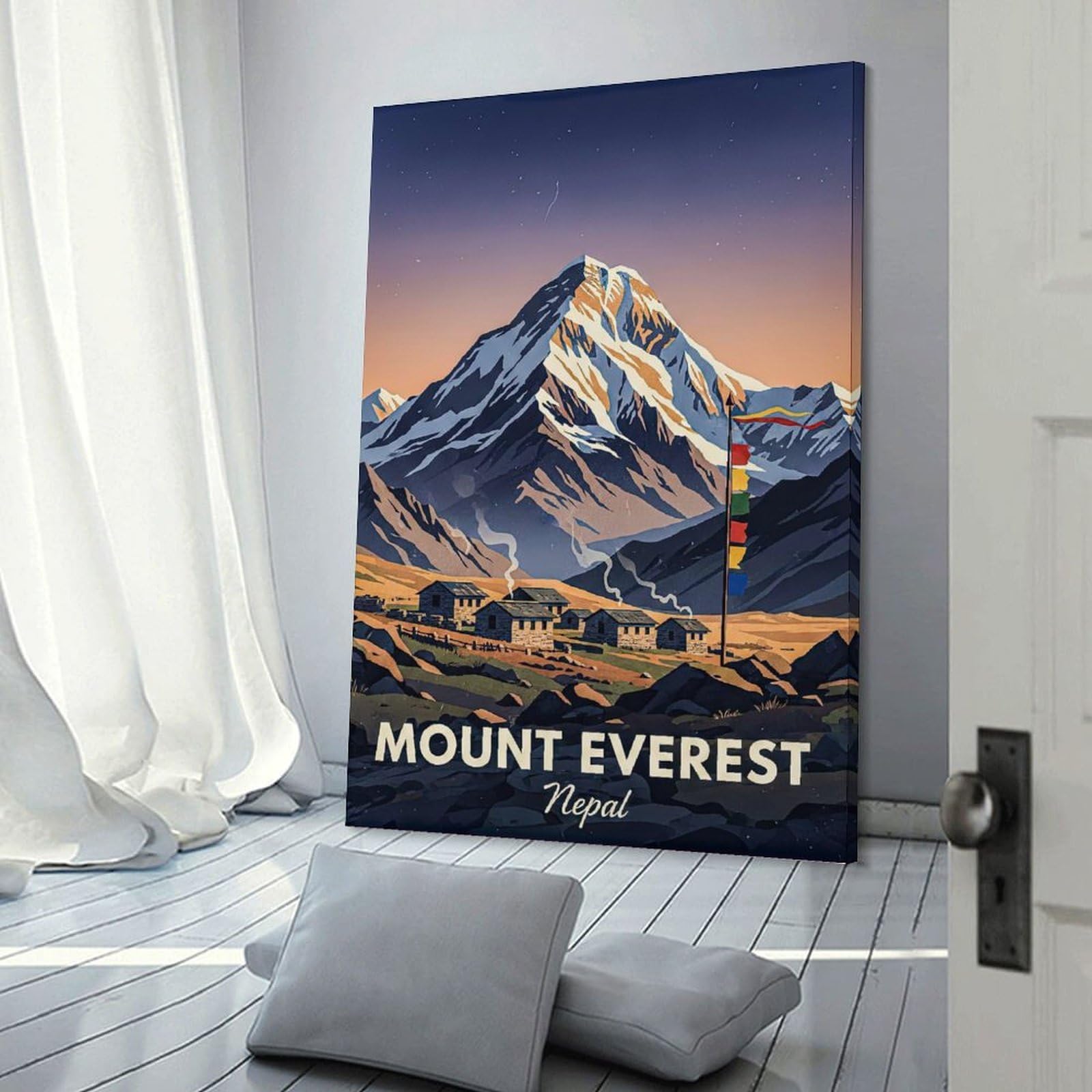 Junmoney Mount Everest Nepal Vintage Home Decor Wall Art, 08x12inch(20x30cm), for New Homes, Bedrooms Or Workspaces, Gift Idea for Housewarming And Birthdays