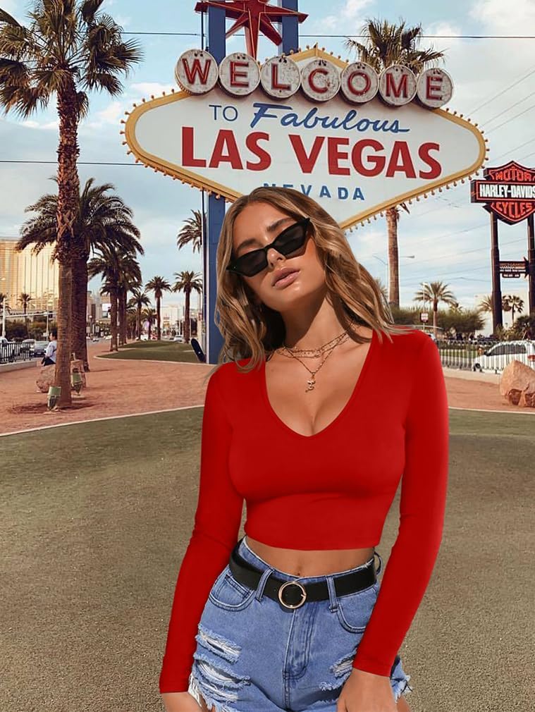 XXTAXN Women's Sexy Bodycon Basic Scoop Neck Long Sleeve Slim Solid Color Crop Top - Image 5