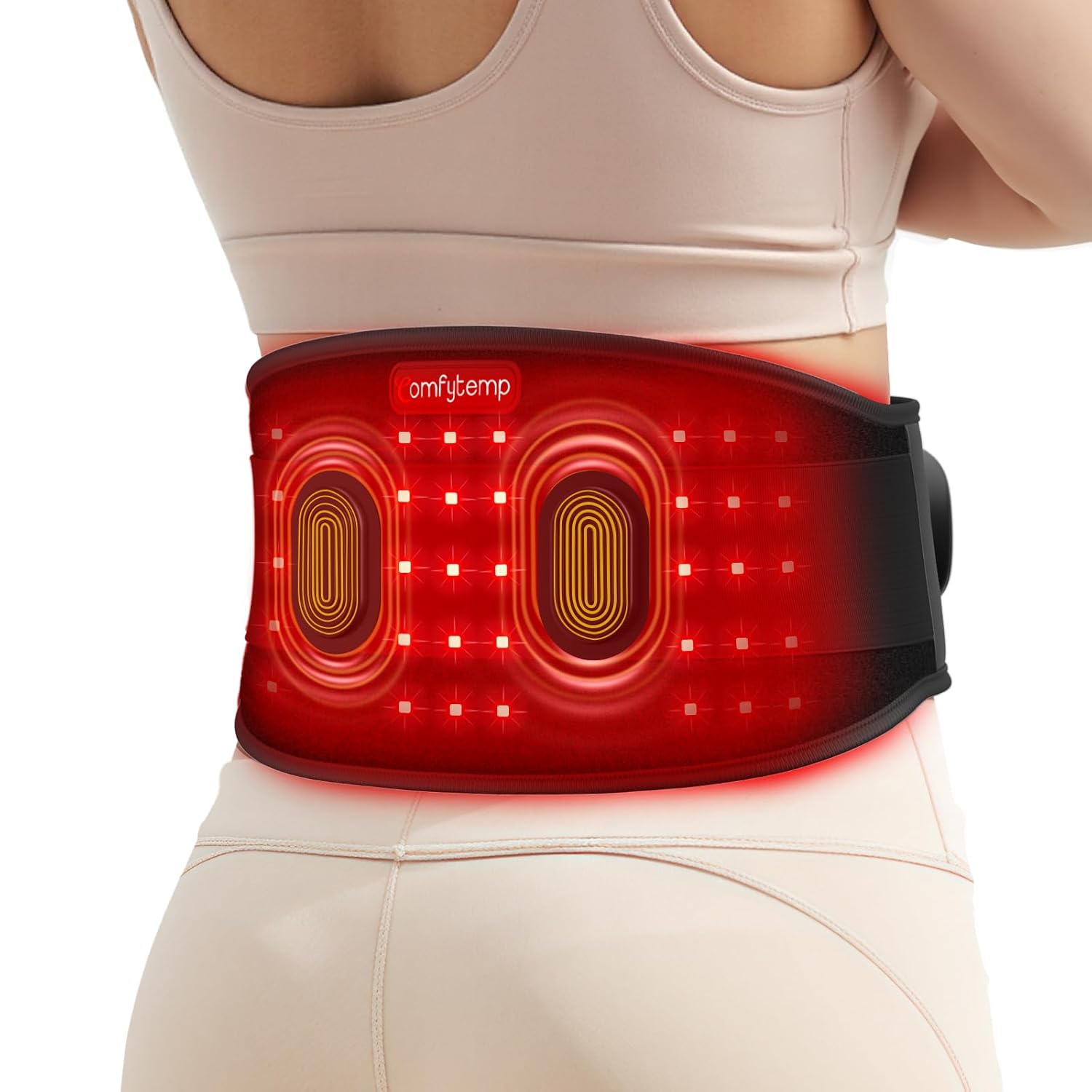 Comfytemp Red Light Therapy Massage Belt with Vibration Cordless FSA Eligible HSA Near Infrared Lower Back Massager for
