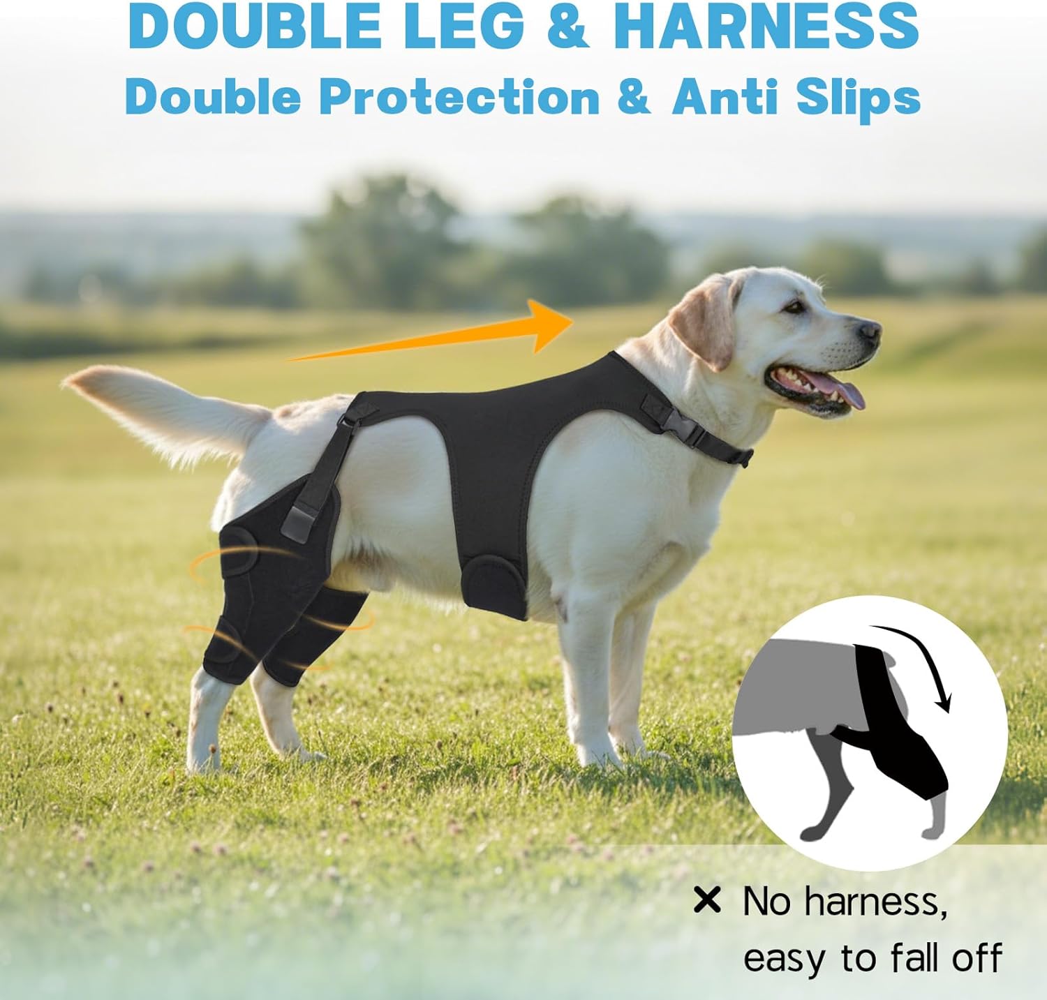 Dog Knee Braces for Back Leg, Adjustable Leg Brace with 2 Stabilizers, Hip Support to Reduces Pain, Ligament Injuries, ACL CCL & Luxating Patella for Small Medium Large Dogs, S
