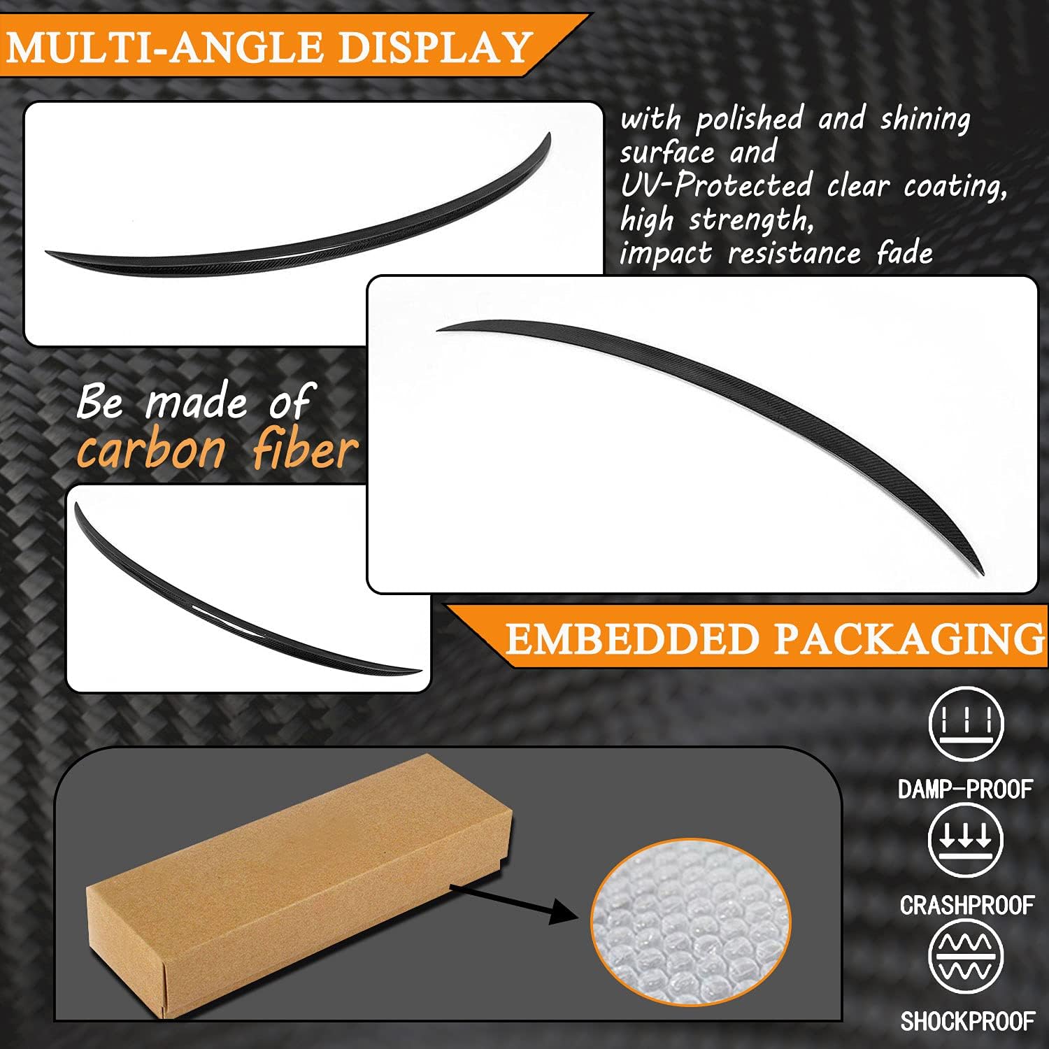 MCARCAR KIT Carbon Fiber Trunk Spoiler for BMW 3 Series E93 Convertible and E93 M3 Convertible 2007-2013 Rear Boot Lid Highkick Wing Lip Factory Outlet (Style B)