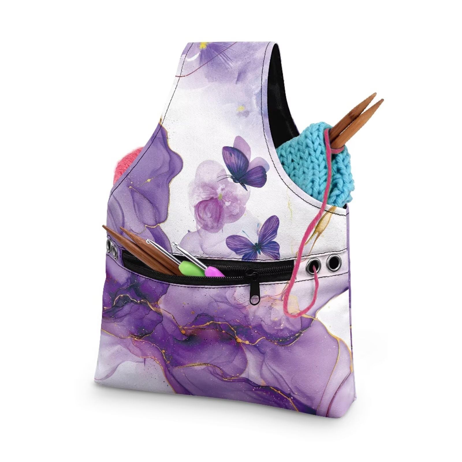 ZUXONGSY Butterfly Yarn Tote Yarn Organizers and Storage for Women Portable Knitting Yarn Storage Bag Organizer Large Knitting Accessories Crochet Organizers and Storage