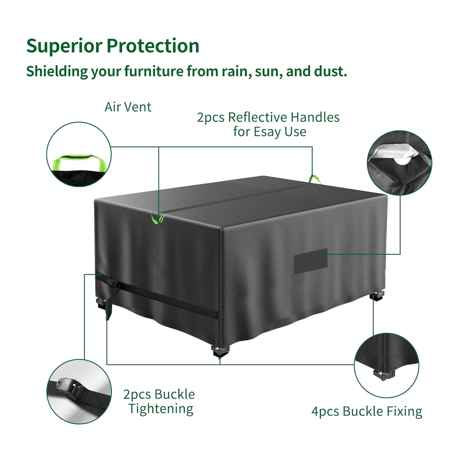 Garden Furniture Covers Waterproof, Outside Table and Chair Set Cover, Patio Rattan furniture set Cover Oxford Fabric Cover, Resistant to Sunlight and Fading - 250x200x90cm - Image 4