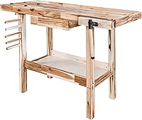 Olympia Tools 48-Inch Acacia Hardwood Workbench with Drawer - 330 lbs Capacity Heavy Duty Garage Workshop Table