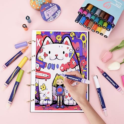 Miniatura 6 de Arrtx Top Valve - Juego de 24 rotuladores de pintura acrílica Simptap de colores con punta de pincel de 36 colores, sin necesidad de agitación,