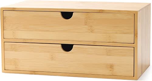 Wisuce Bamboo Desk Drawer Organizer, Desktop Organizer with Drawers Tabletop