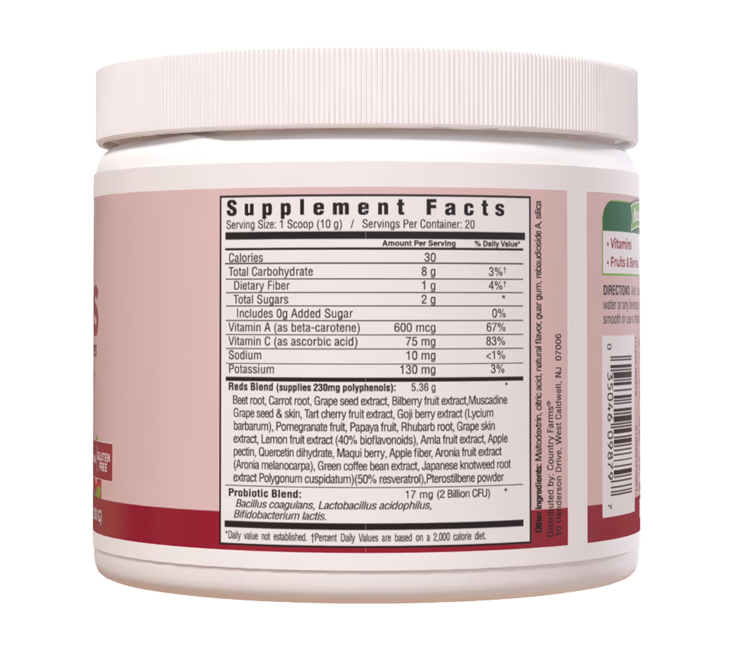 Country Farms Super Reds, Energizing Polyphenol Superfood, Over 40 Super Fruits and Berries, Powerful Antioxidants and Polyphenols, Supports Energy, Supports Circulation, 20 Servings, Mixed Berry — Amazon image 2