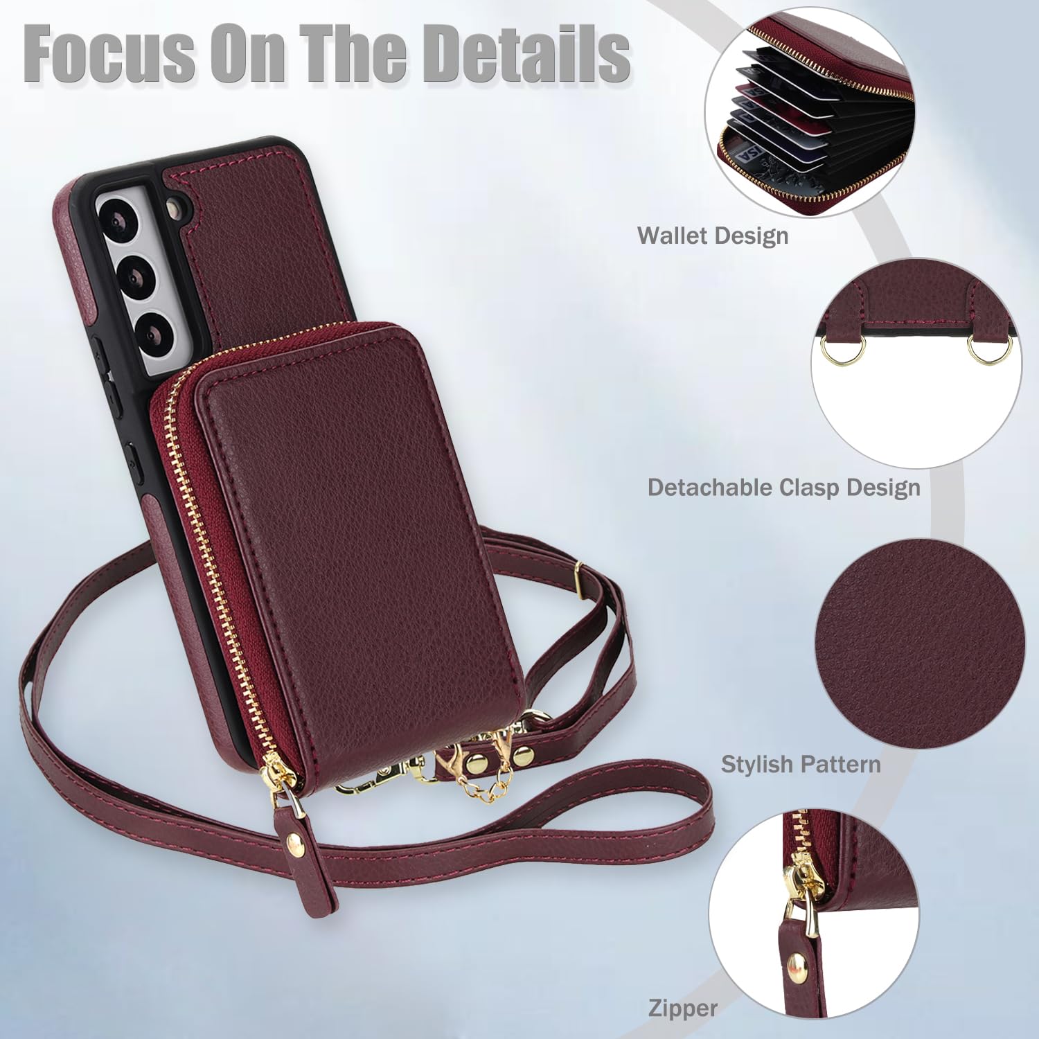 Asuwish Custodia per telefono per Samsung Galaxy S22 5G 2 in 1 Custodia magnetica a portafoglio con protezione per lo schermo Tracolla Tracolla Blocco RFID Porta carte di credito S 22 22S 4G G5 6.1
