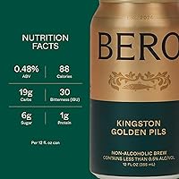 Vista 2 de BERO Kingston Golden Pils - Cerveza sin alcohol, paquete de 12 cervezas artesanales estilo Lager, cerveza NA por Tom Holland, sabor dorado, bebidas