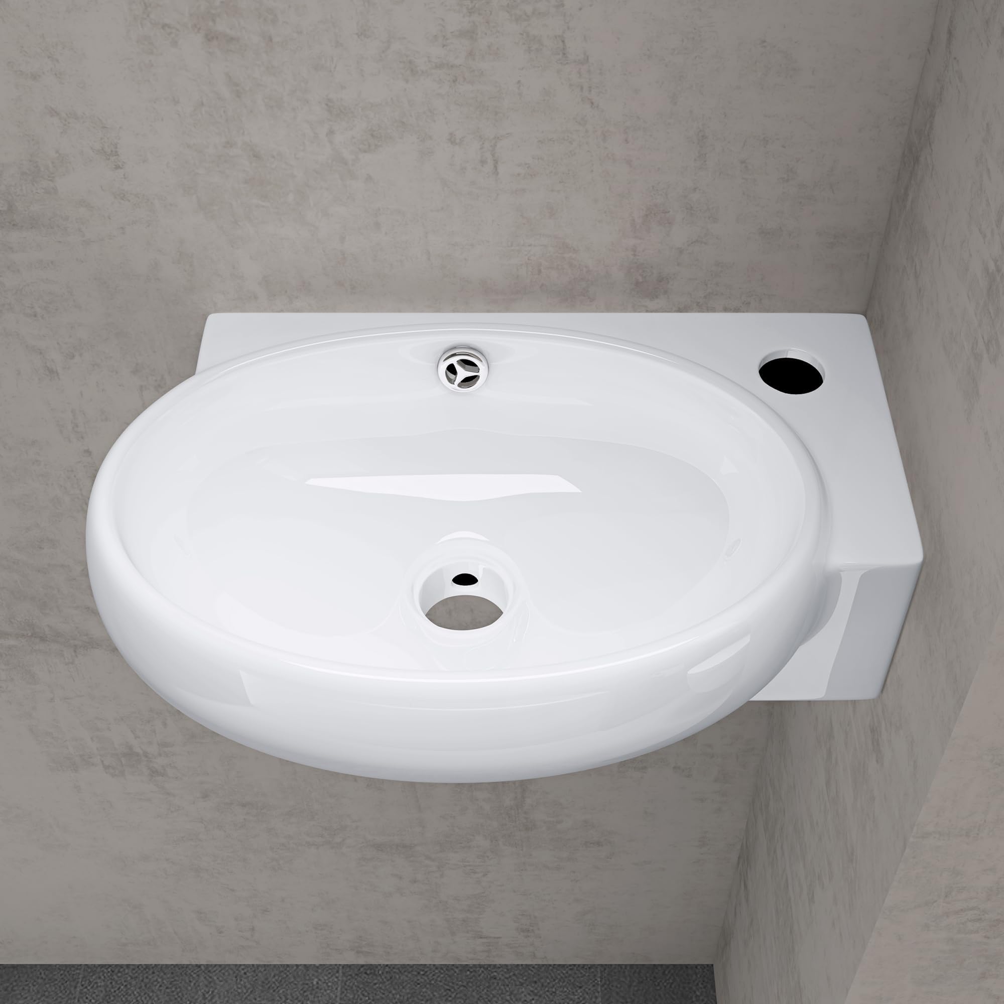 doporro Lavabo da Appoggio 42x28x15cm, Lavandino Bagno in Ceramica Nano Rivestimenti Inclusi Brüssel001L, Bianco