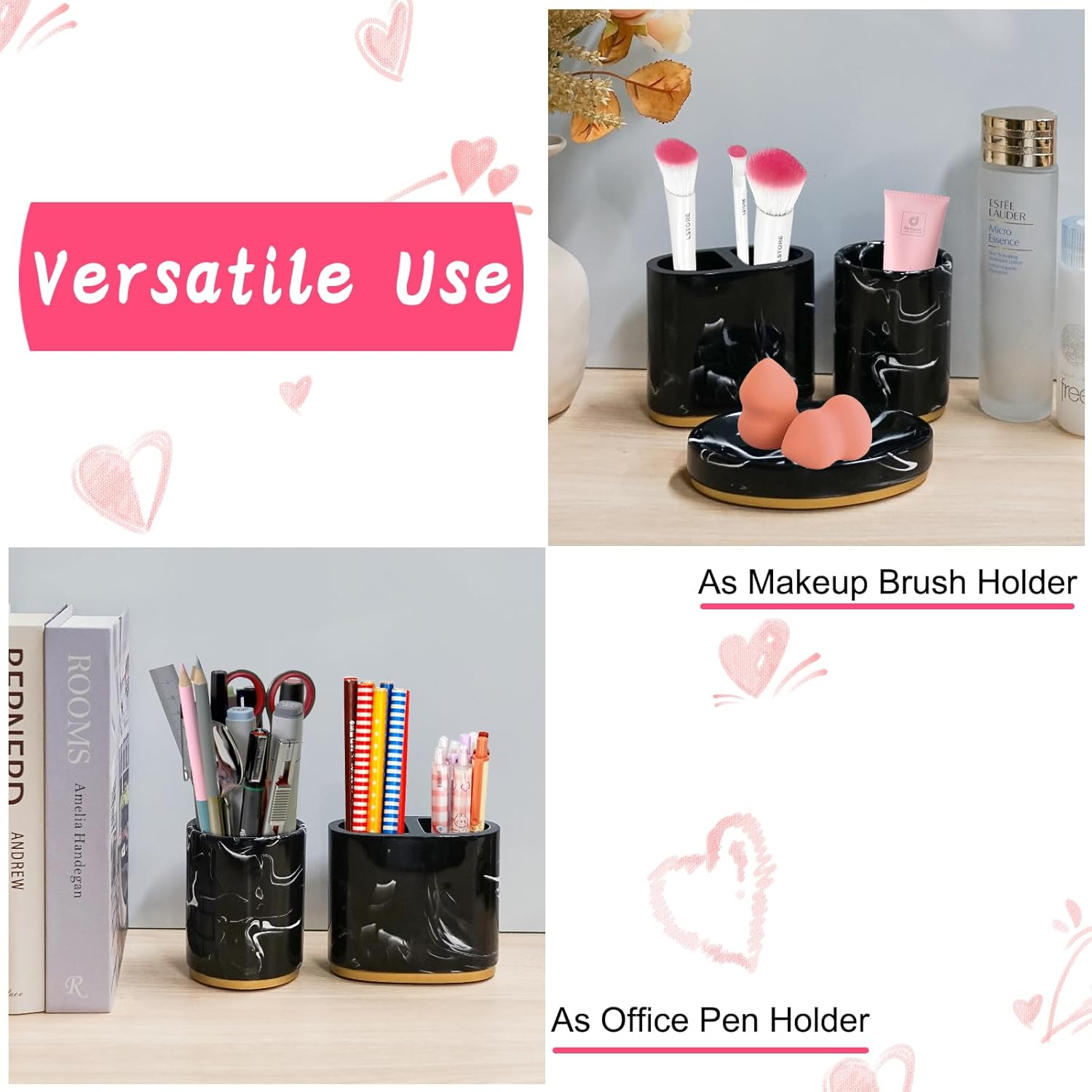 Marble Look 5-Piece Resin Bathroom Accessories Set