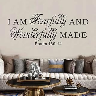 Wall Decals for Kids, Bible Verse Wall Decor, Baby Girls Boy Nursery Bedroom Living Room Positive Prayer Jesus Lord Church Home Vinyl Art Stickers I AM Fearfully and Wonderfully Made 32"X12.5"