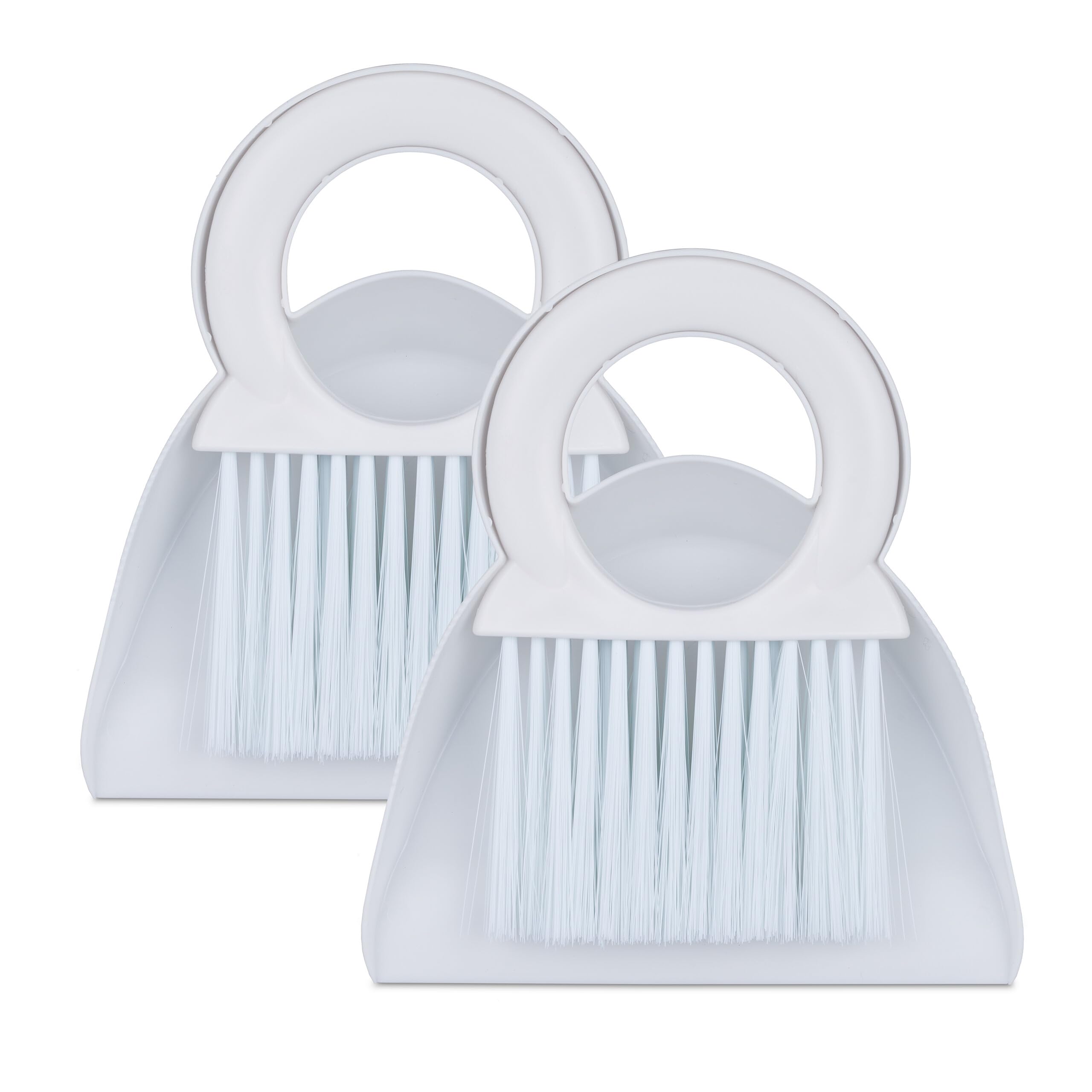 Mini balayette pour cuisine et camping Relaxdays lot de 2 sets brosse et pelle blanc