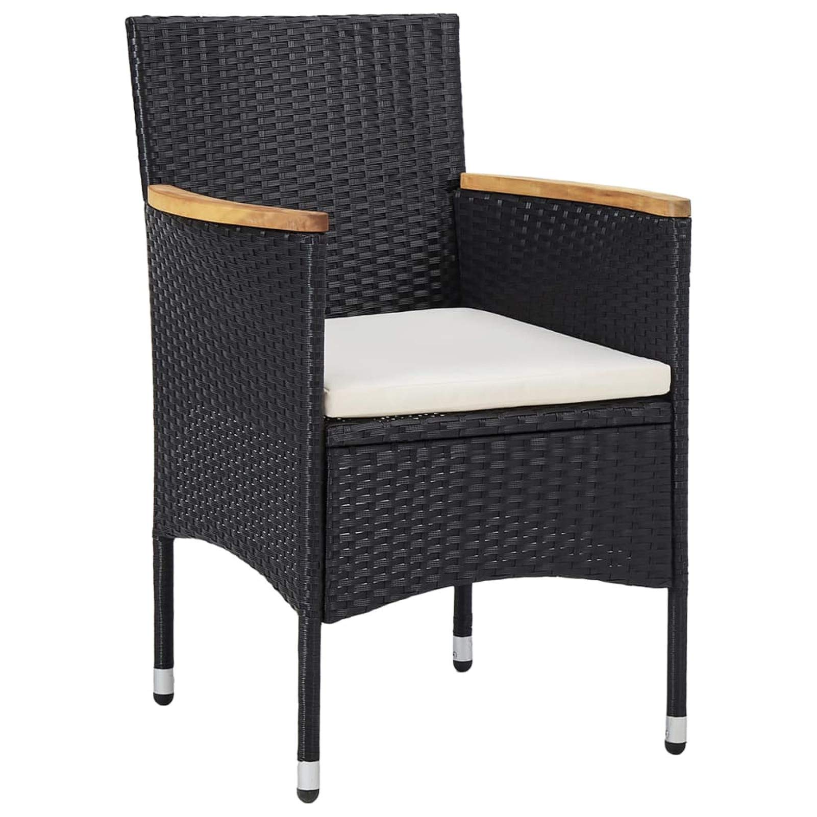 Juego de Comedor de 5 Piezas con Cojines Acolchados para Exterior - Ratán Sintético y Madera de Acacia