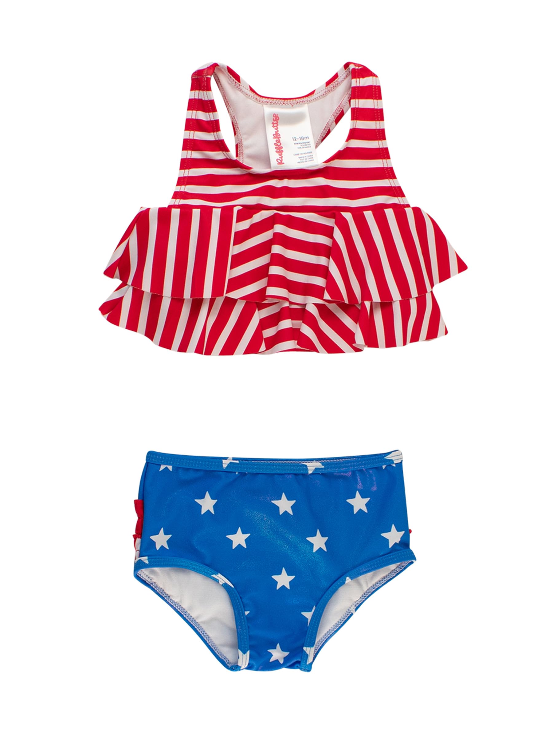 RuffleButts Girls UPF50+ Sun Protection Flounce Bikini Two Piece Swimsuit