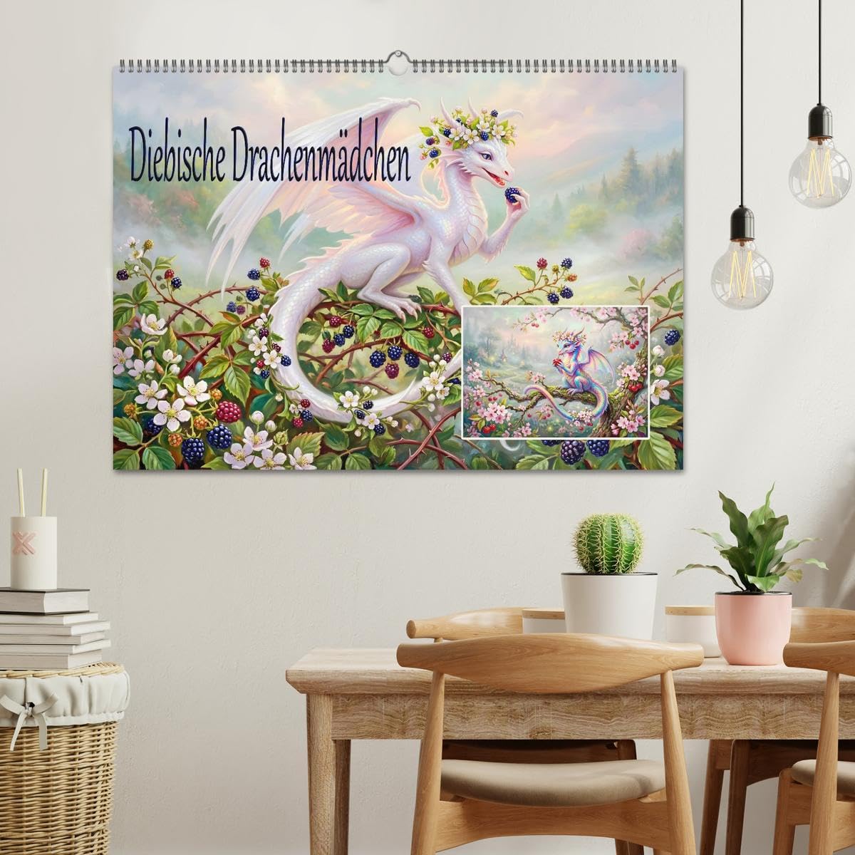 CALVENDO · Diebische Drachenmädchen (Kalender 2027) | DIN A2 Querformat · Wandkalender · Freche Naschmomente im geheimen Obstgarten